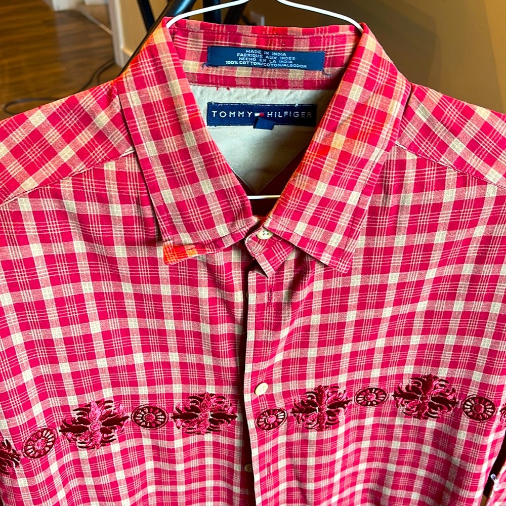 100% soft cotton long-sleeve casual shirt with rich embroidery detail.